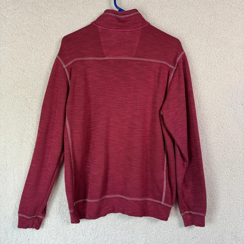 Tommy Bahama Pullover Mens Small Red Quarter Zip Sweater Lightweight Marlin Logo